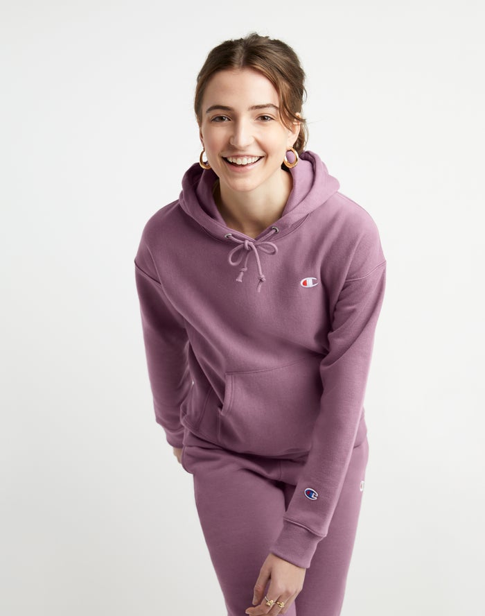 Champion Hoodie Dames - Paars - Reverse Weave C Logo ( 674280-CMN )